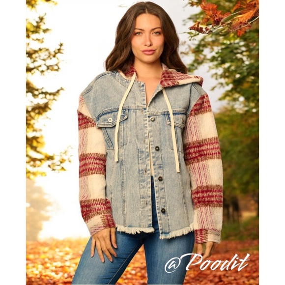 Long sleeve Sherpa detail Jean jacket S M L - Picture 2 of 9